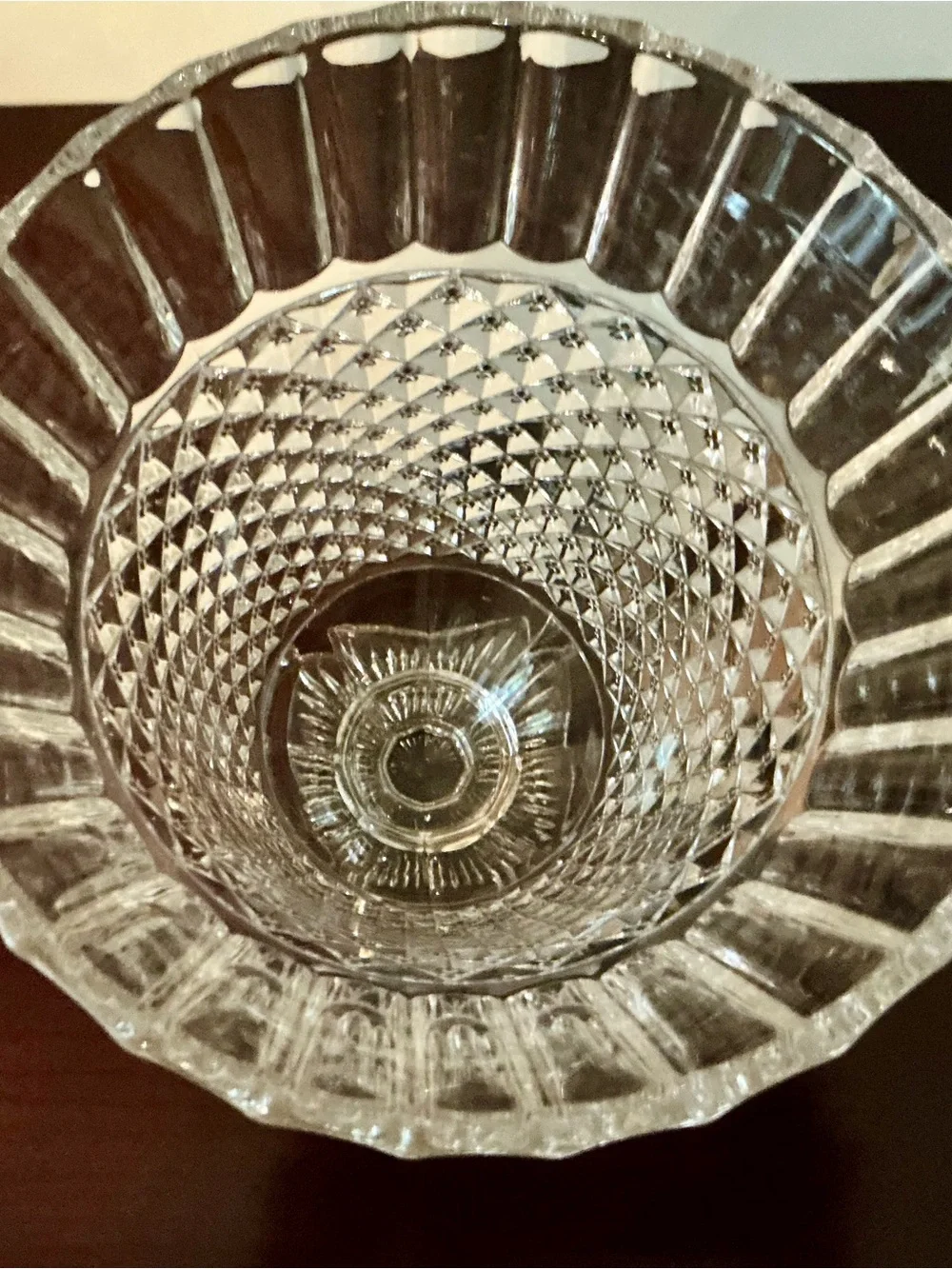 Vintage Bohemian Cut Crystal Medici Urn Vase 9.5”